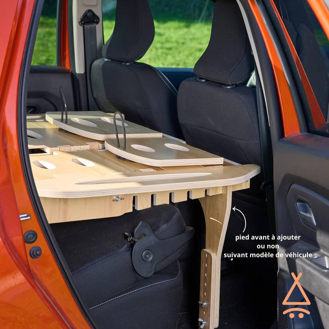 Kit aménagement voiture "Dacia Duster" sans matelas vue d'une portière