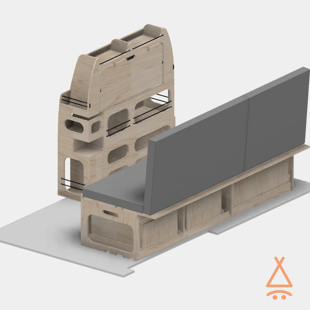 Ensemble kit aménagement van classique V1 en mode banquette