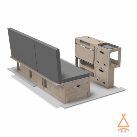 Ensemble kit aménagement van classique V2 en mode banquette