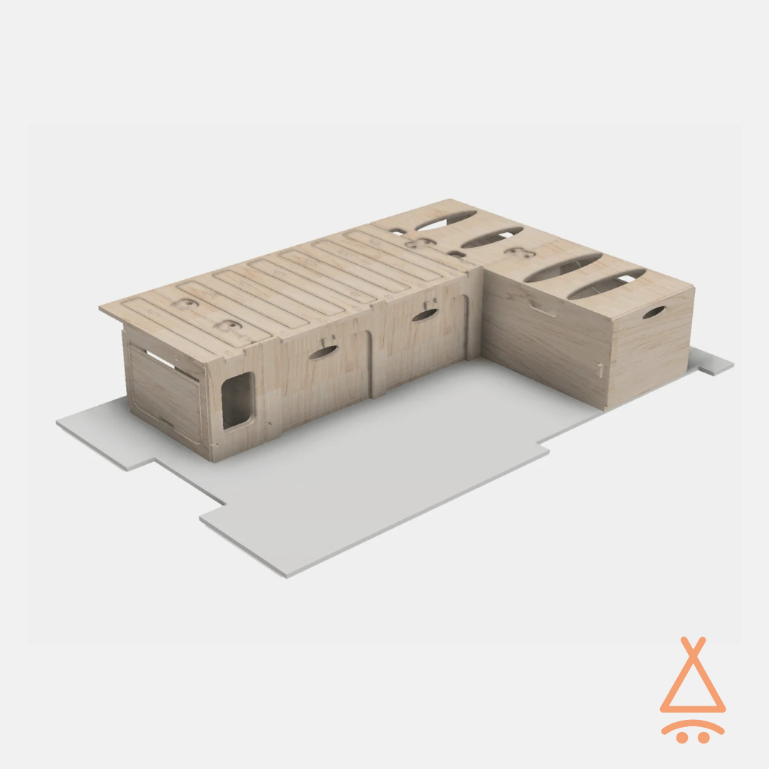 Lit peigne van "en L" en mode banquette