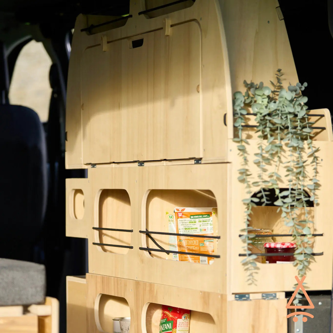 Ensemble kit aménagement van "en L" V1 focus meuble de rangement