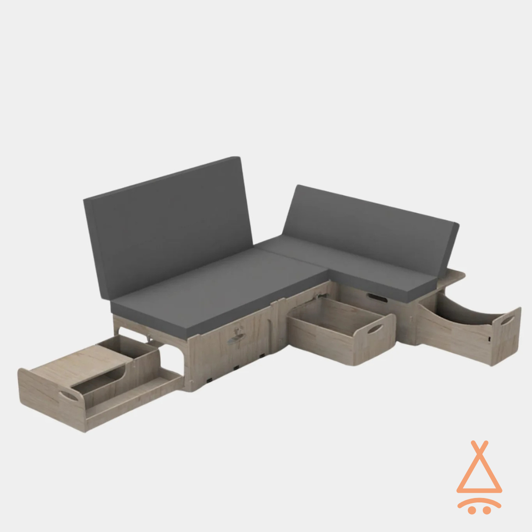 Lit peigne petits utilitaires "en L" en banquette