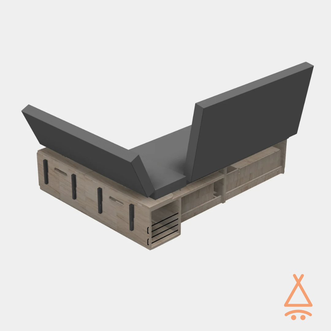 Lit peigne petits utilitaires "en L" en banquette